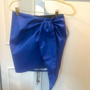 Schein faux wrap, faux leather royal blue miniskirt XS